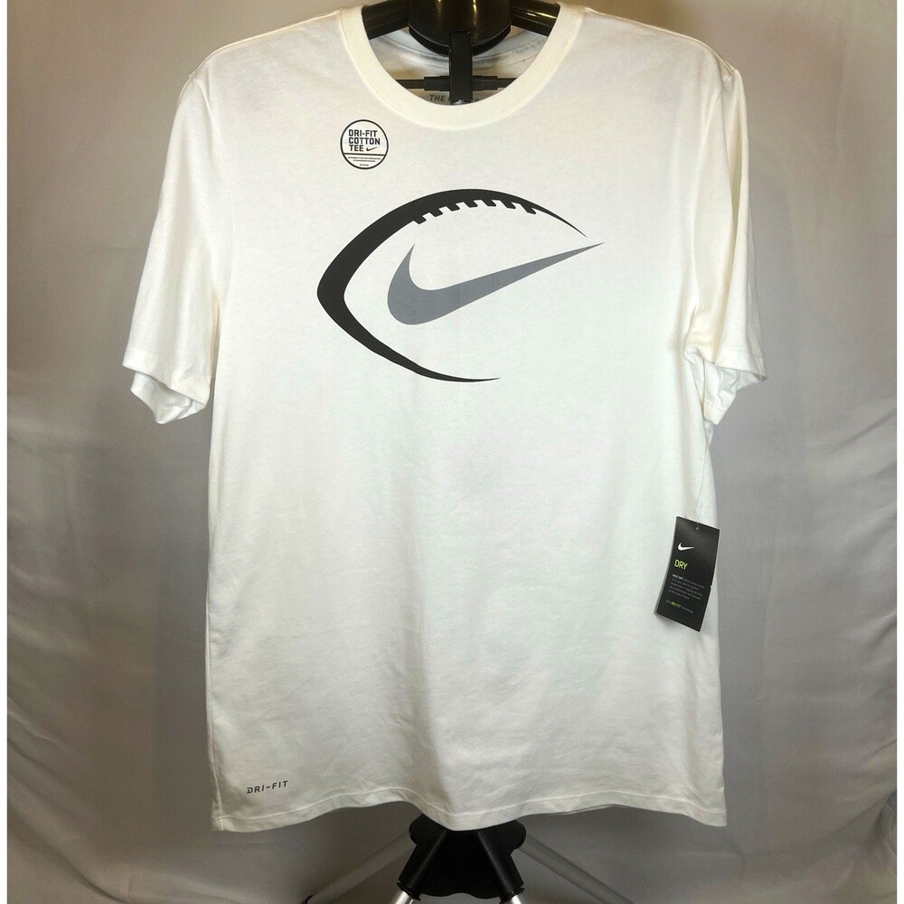 Nike Men's T-Shirt White Dri-FIT Athletic Fit Crew Neck Graphic Logo Size Large